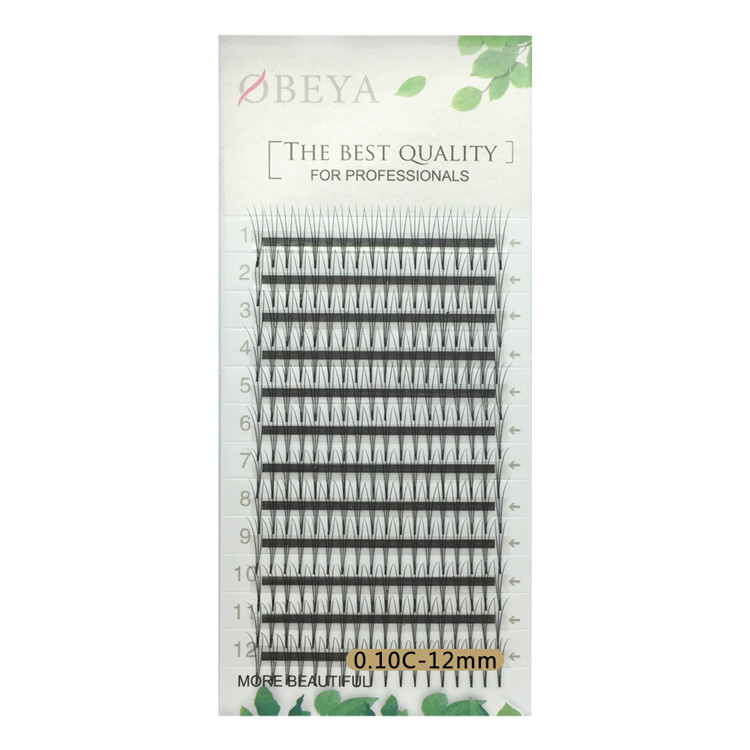 Volume Eyelashes Extensions 3D Pre-made Fans 0.10C 12mm Y14